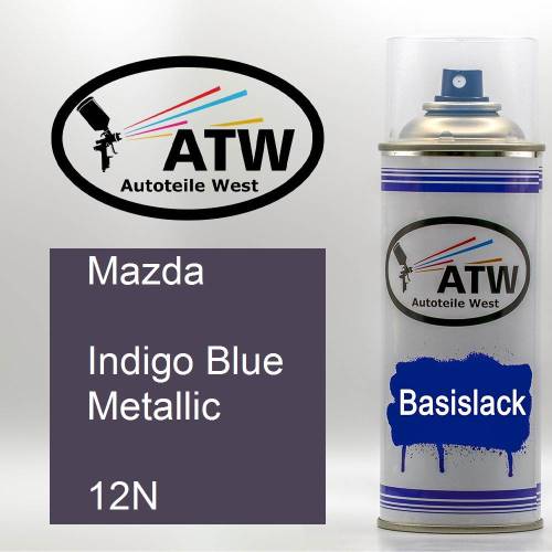 Mazda, Indigo Blue Metallic, 12N: 400ml Sprühdose, von ATW Autoteile West.